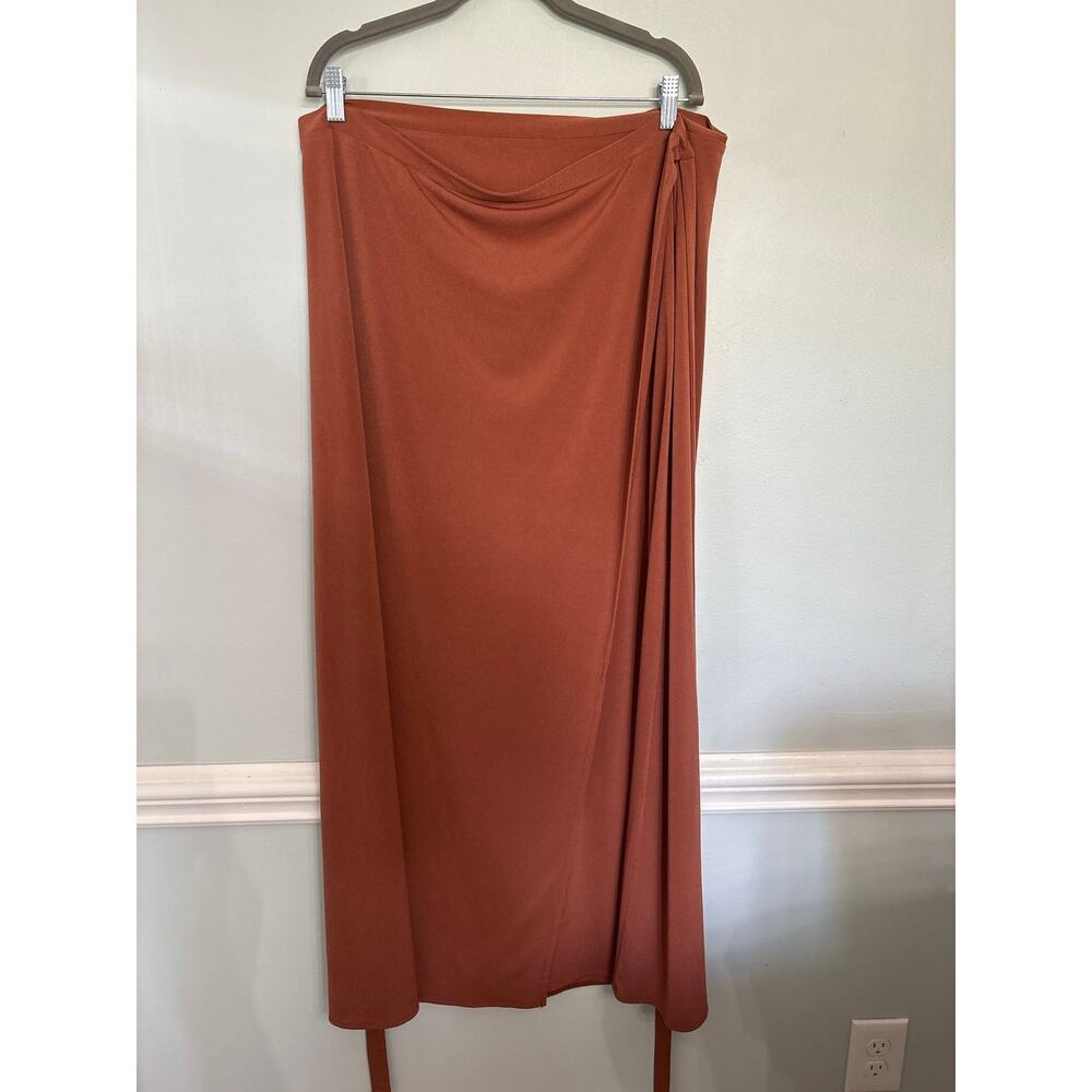 Forever 21+ Rust Wrap Maxi Skirt 3X Tie Waist Draped Plus Size Boho